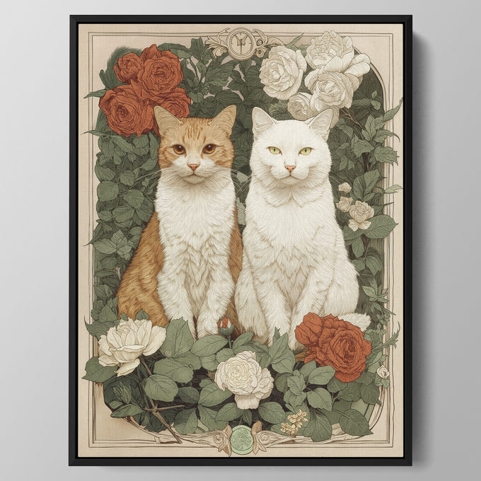Rose Garden Cats Wall Art