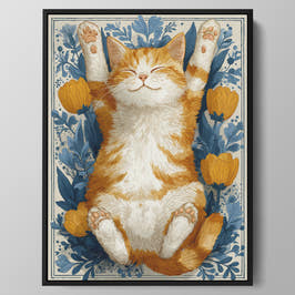 Belly-Up in Blue Florals Wall Art