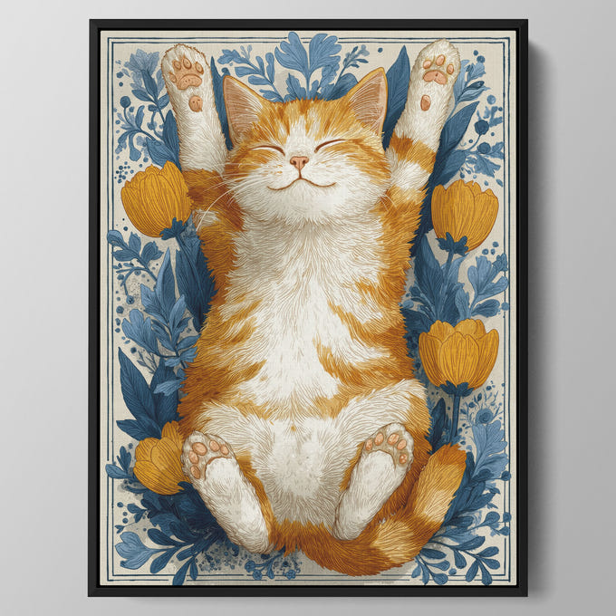 Belly-Up in Blue Florals Wall Art