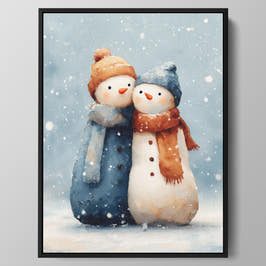 Snowman Hug in Soft Snow Wall Art