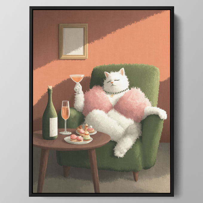Champagne Hour Cat Wall Art