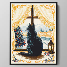 Winter Window Cat Wall Art