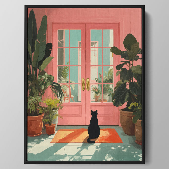 Pink Door Cat Wall Art