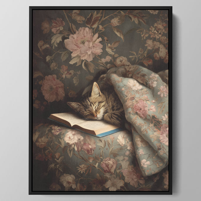 Bookside Cat Nap Wall Art