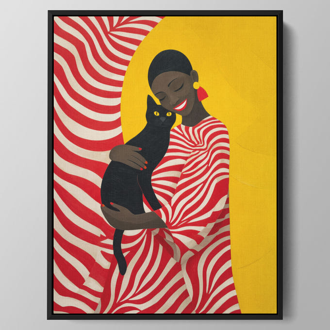 Striped Embrace Cat Wall Art