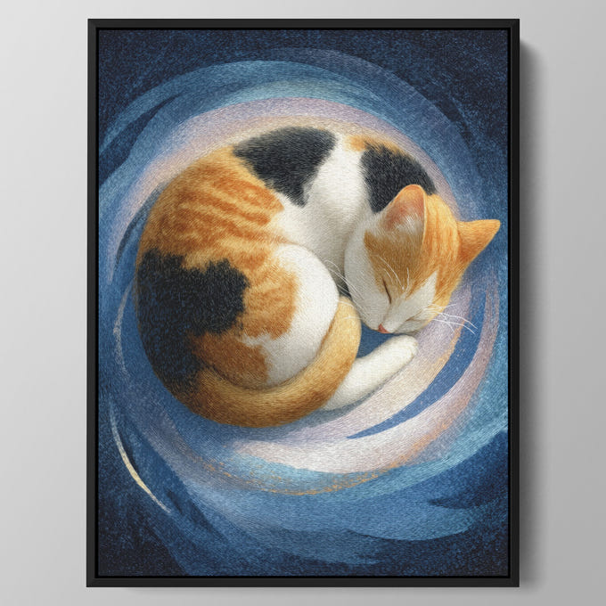 Night Spiral Cat Wall Art