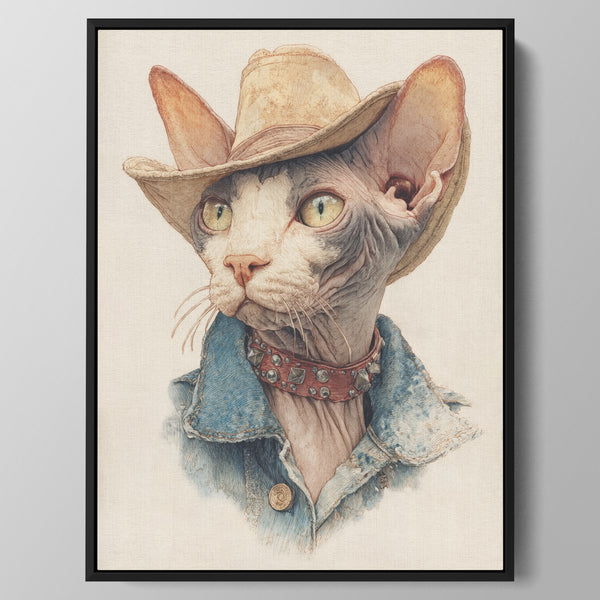Cowboy Cat Portrait Wall Art
