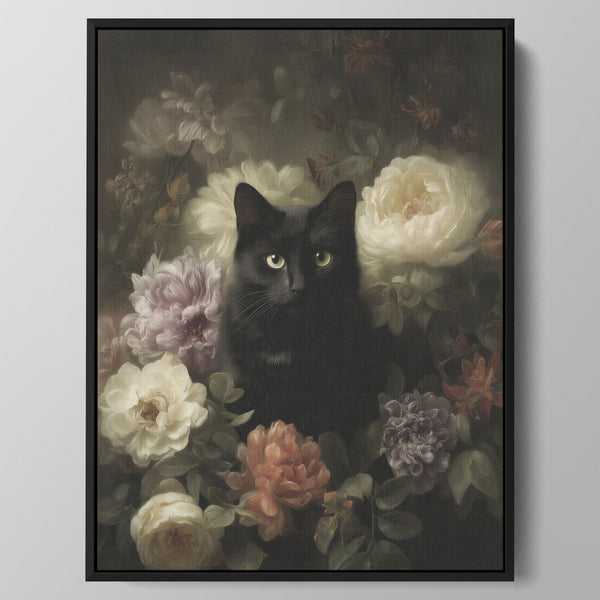 Nocturne Floral Cat Wall Art