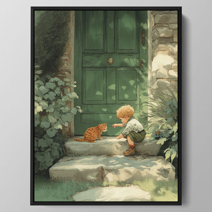 Green Door Hello Wall Art