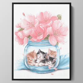 Blossom Jar Kittens Wall Art