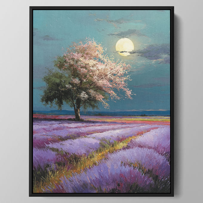 Moonlit Lavender Field Wall Art