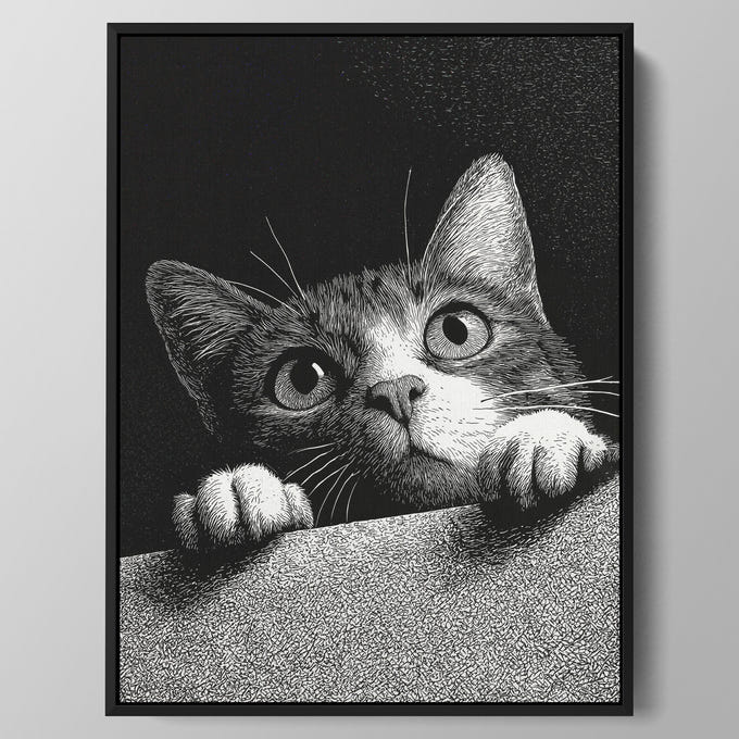 Curious Midnight Cat Wall Art