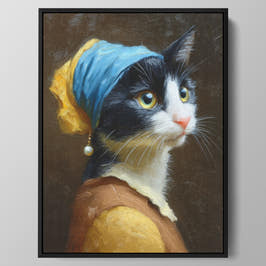 Pearl Earring Cat Wall Art