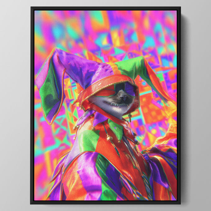 Neon Jester Cat Wall Art