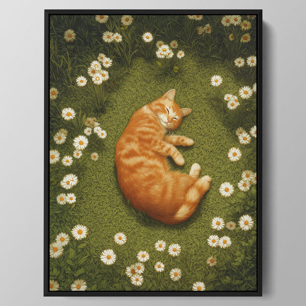 Daisy Circle Nap Cat Wall Art