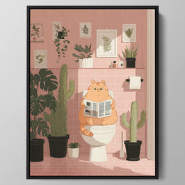 Bathroom Reading Cat Wall Art