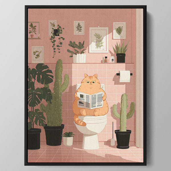 Bathroom Reading Cat Wall Art