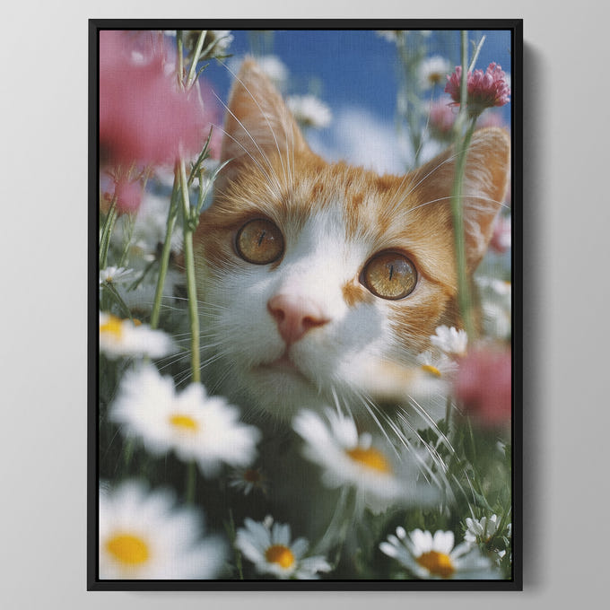 Daisy Meadow Gaze Cat Wall Art