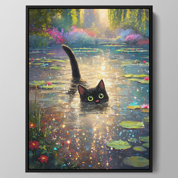 Lily Pond Surprise Cat Wall Art