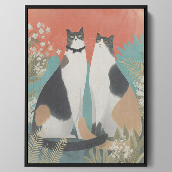 Calico Pair in Bloom Wall Art
