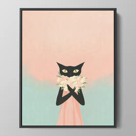 Cat Brought Me Flowers Wall Art