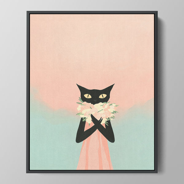 Cat Brought Me Flowers Wall Art