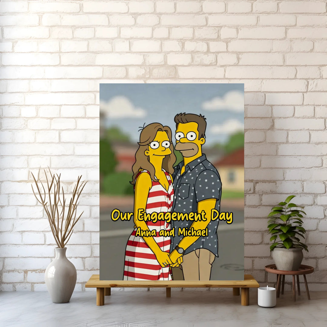 Personalized Portrait Couple Eclectic Iconic Styles Table Top Prints
