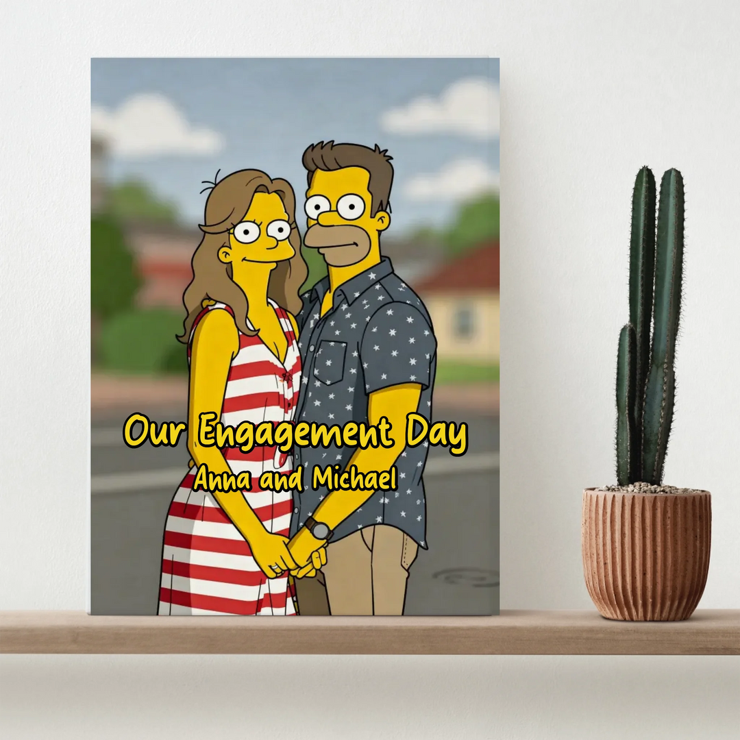 Personalized Portrait Couple Eclectic Iconic Styles Table Top Prints