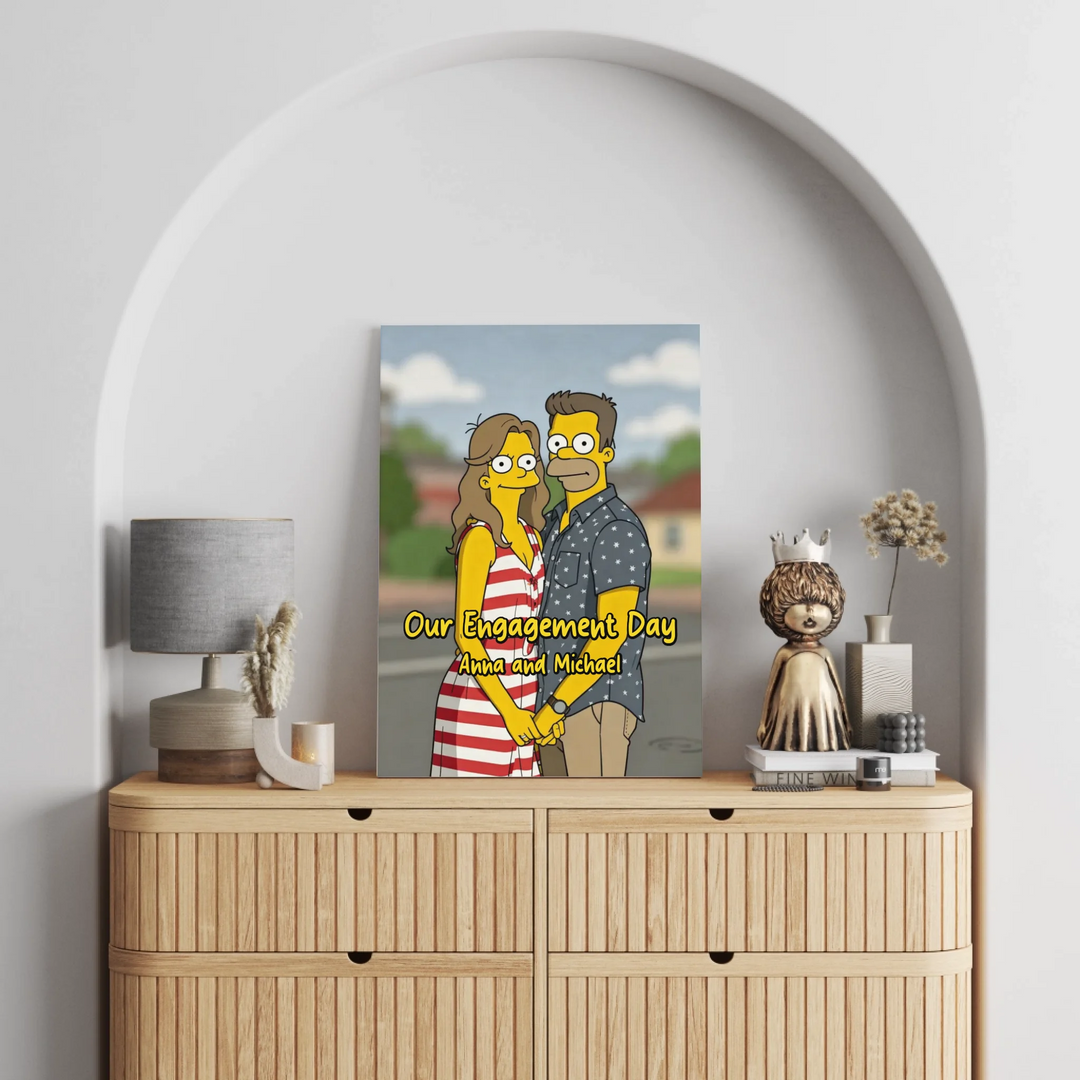 Personalized Portrait Couple Eclectic Iconic Styles Table Top Prints