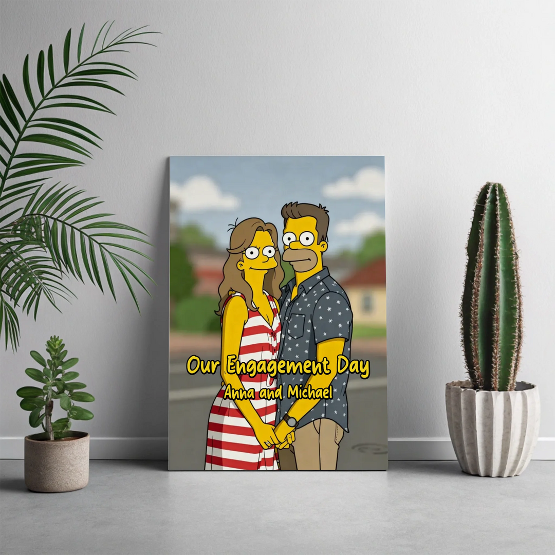 Personalized Portrait Couple Eclectic Iconic Styles Table Top Prints