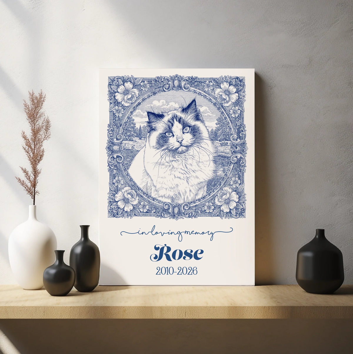 Toile de jouy custom memorial portrait