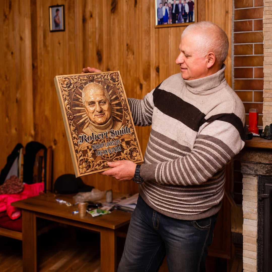 Wood Inlay Custom Memorial Portrait