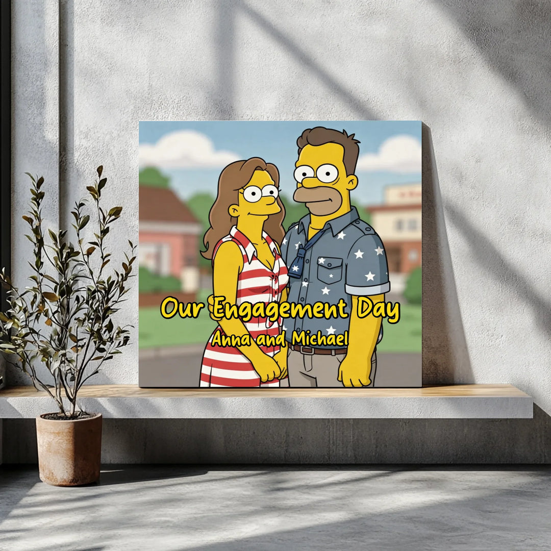 Personalized Portrait Couple Eclectic Iconic Styles Table Top Prints