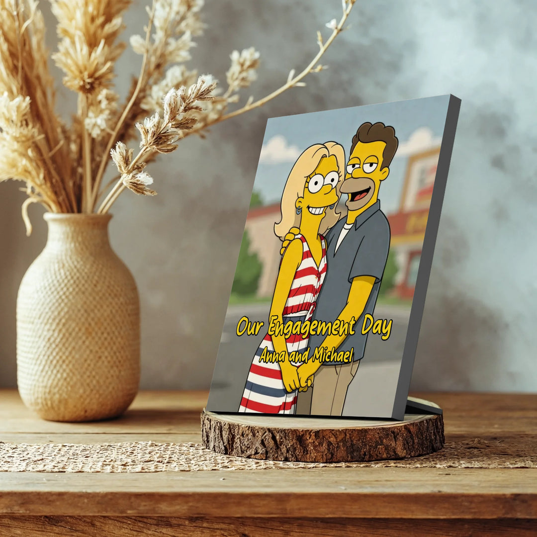 Personalized Portrait Couple Eclectic Iconic Styles Table Top Prints