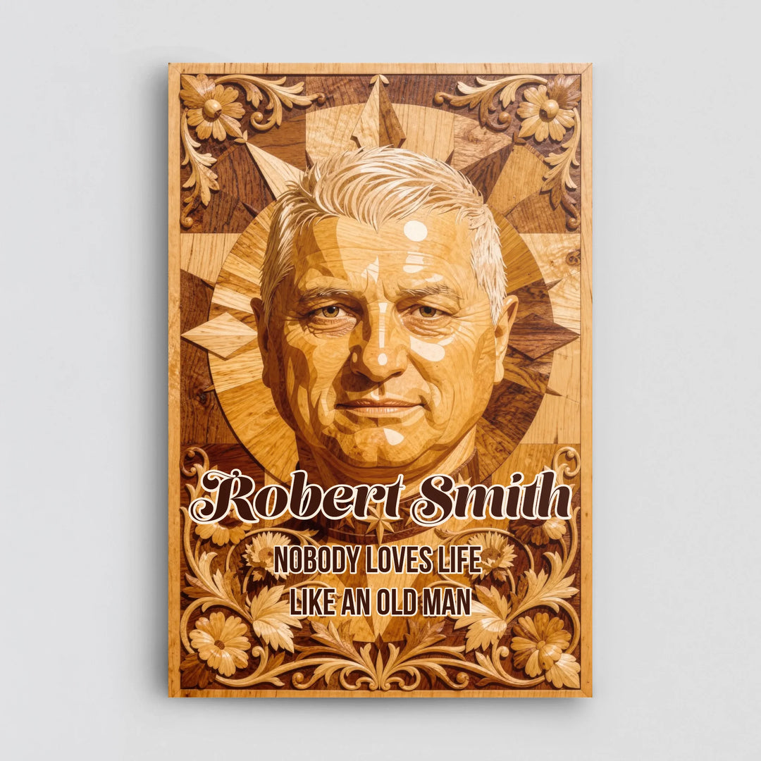 Wood Inlay Custom Memorial Portrait