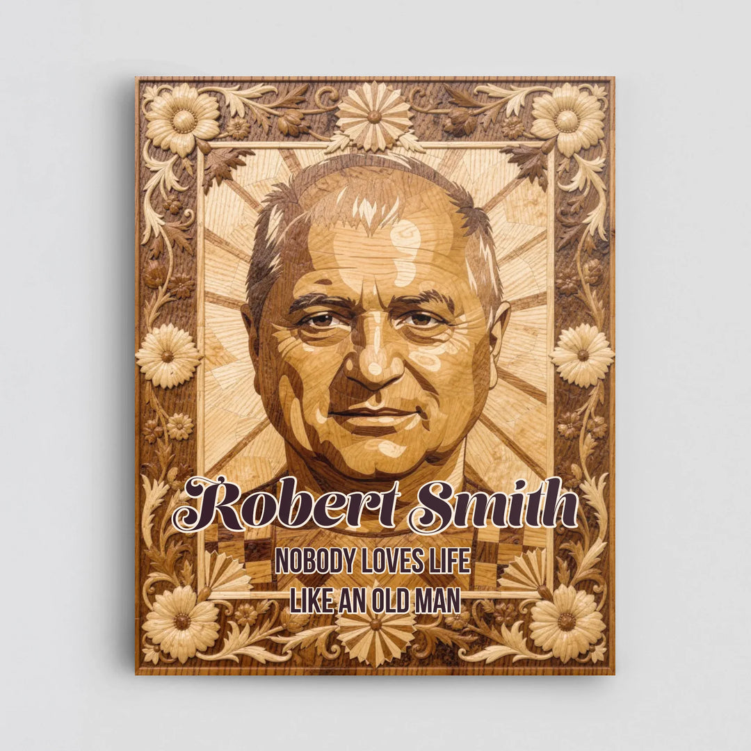 Wood Inlay Custom Memorial Portrait