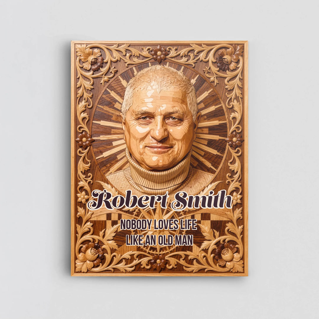 Wood Inlay Custom Memorial Portrait