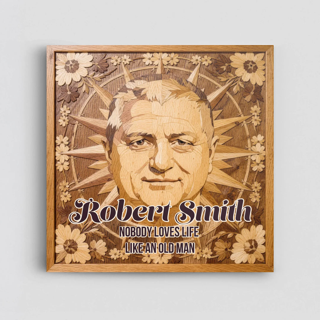 Wood Inlay Custom Memorial Portrait
