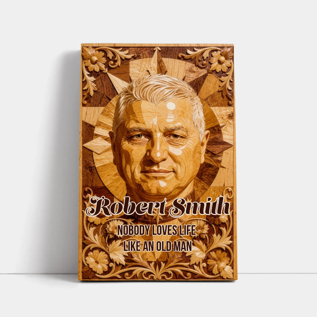 Wood Inlay Custom Memorial Portrait