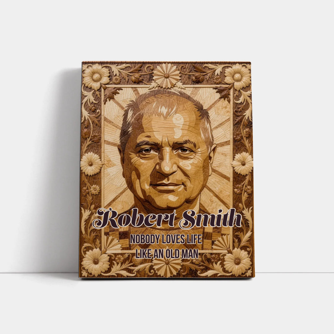 Wood Inlay Custom Memorial Portrait