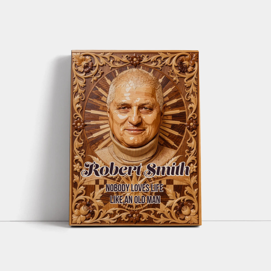 Wood Inlay Custom Memorial Portrait