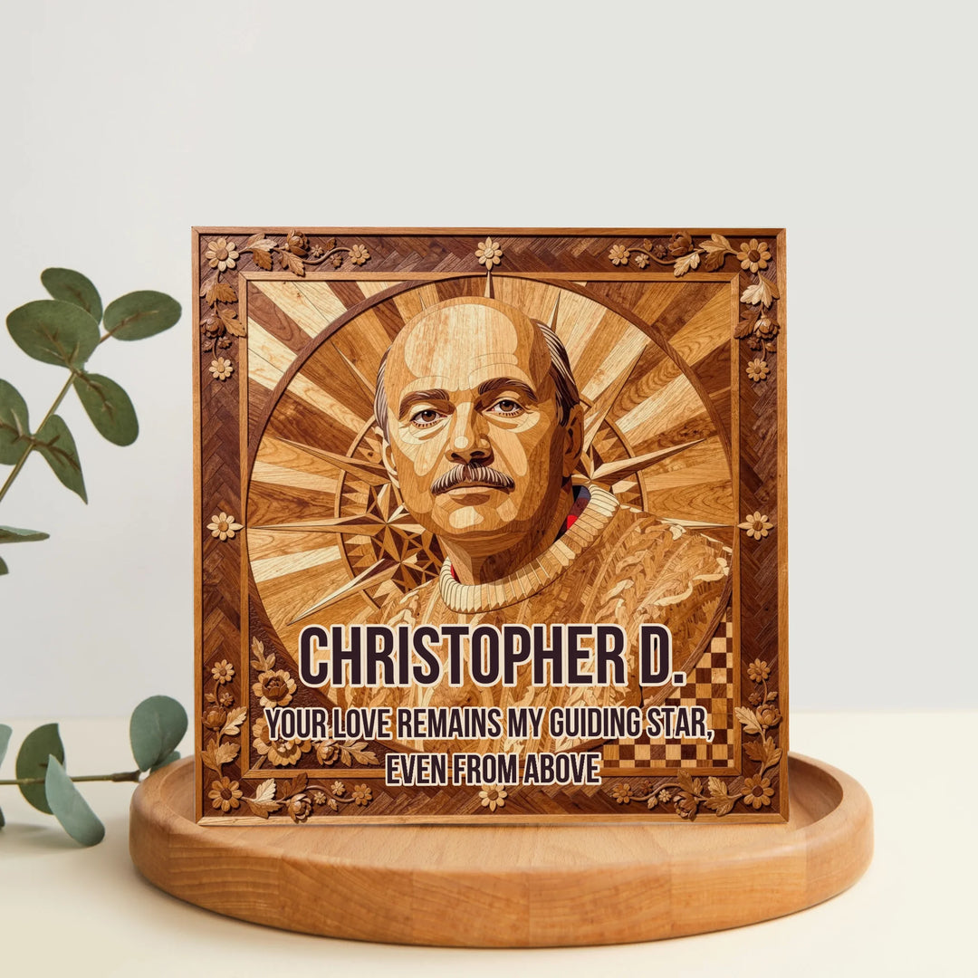 Wood Inlay Custom Memorial Portrait