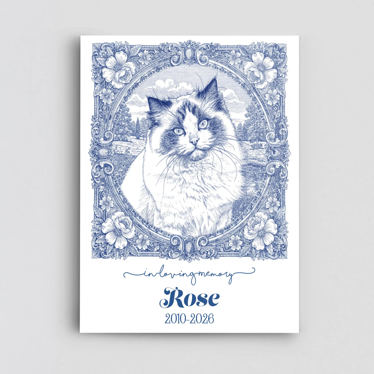 Toile de jouy custom memorial portrait